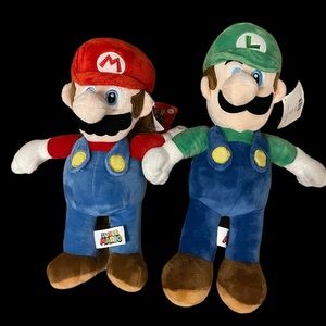 Super Mario and Luigi stuffed toy 15” & 17” new